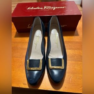 Salvatore Ferragamo women’s shoes.  Navy blue.  Size 8.